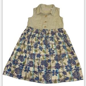 CHRISTIE BROOKS GIRLS DRESS 90’S VINTAGE SIZE M 5-6 FLORAL LINEN AND COTTON
